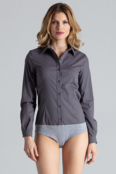 Figl Elegant gray bodysuit for women, shirt model M315, size XL