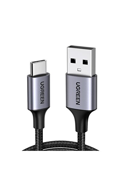 Ugreen USB-A to USB-C 3A QC Örgülü Hızlı Şarj Kablosu 1m - Siyah