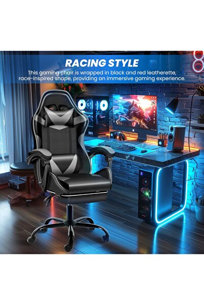 Enjoylifeme Gaming Chair, Swivel Recliner Racing Office Computer Ergonomic Video Game Chair with Footrest