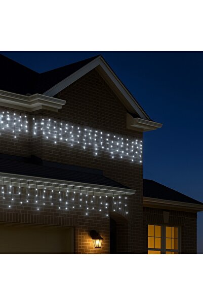 Merry Christmas Christmas Installation 12m Dove Type Fringe with 240 LEDs Cool White Small Flash Bulb, for Outdoor