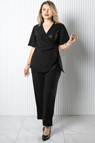 SUBU TASARIM Σετ με παγιέτες με λεπτομέρειες μαύρο TBS968