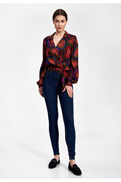 Figl Women's blouse - elegant women's blouse with hearts M868 size XL