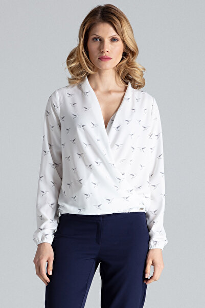 Figl Bluză elegantă pentru pantaloni - bluză elegantă cămașă ecru alb M371 mă...