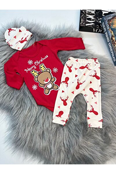 Mişsa Bebe New Year's Christmas Baby Children's Bodysuit Set 3-Piece Set