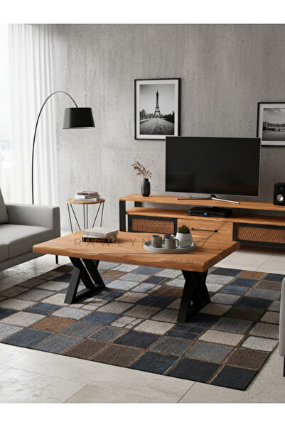 raweyn NOBEL SULAMALI DOĞAL AHŞAP ORTA SEHPA 45x90