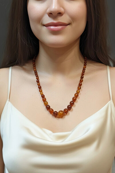 Pozitif Doğal Taş Karnelyan Akik Kolye - El İşi Süzme Tasarım 413-5