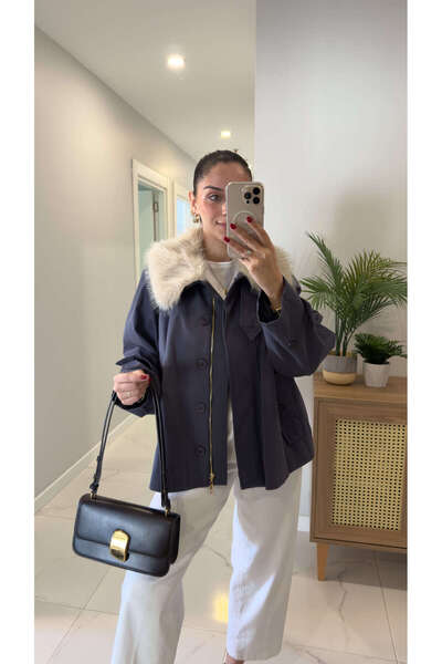 BİRCANÇİL Joosa Indigo Тренч з хутряним коміром