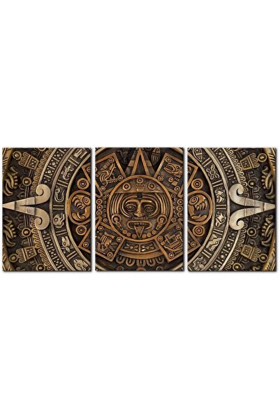 Emoda home Trove Ancient Aztec Calendar Nature Illustration Framed Canvas Wal...