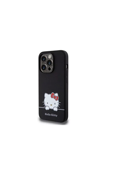 Hello Kitty Husa Case for iPhone 15 Pro Liquid Silicone Daydreaming Logo Black
