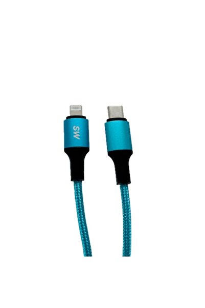 OEM Fast charging USB Type-C to Lightning cable, 2.4A, 3m, Blue, braided fabric