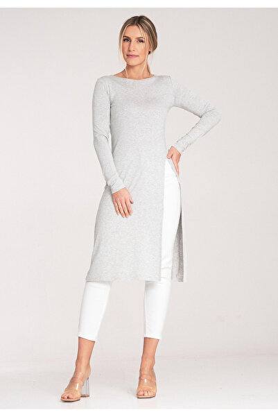 Figl Women's long blouse - Long sleeve blouse - gray blouse M1075 size L