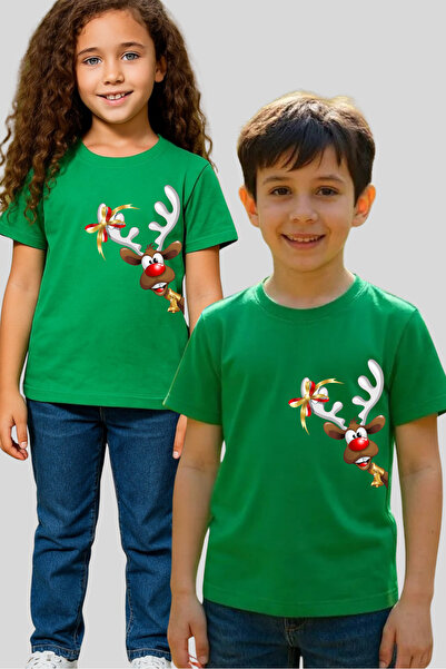 Windy Island Unisex pentru fete/băieți guler rotund bumbac 100% „Căprior cu t...