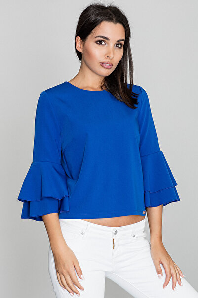 Figl Blue blouse with lace in the front and dropped sleeves M568 size L