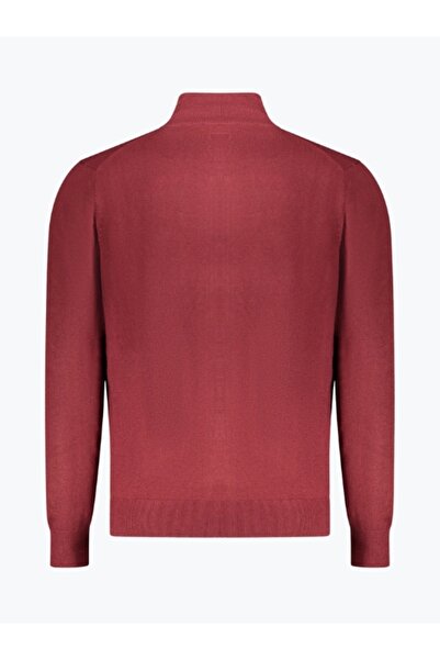 Norway Men's Cardigan with Embroidered Mini Logo, Dark Red