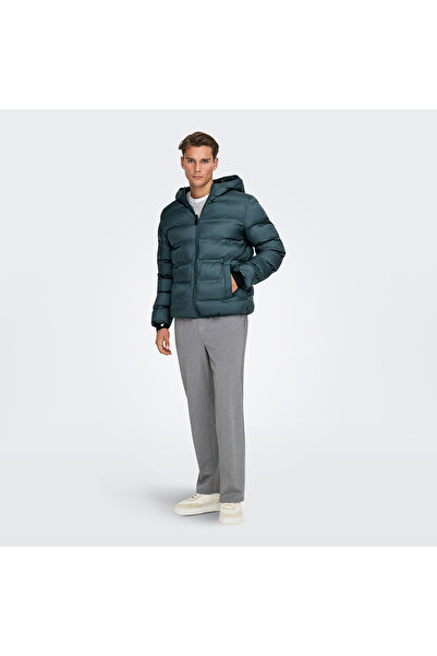 Only & Sons Μόνο&Σόνς Μπουφάν Union χωρίς ραφές Life Ανδρικό Πράσινο Παλτό με κουκούλα