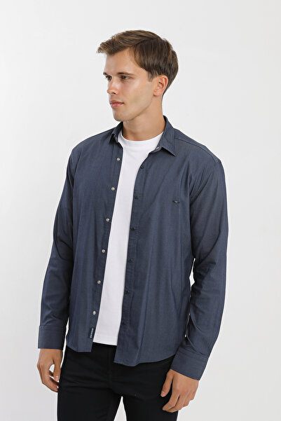 Smc by Semco Long Sleeve Snap Fastener Dark Men's Shirt