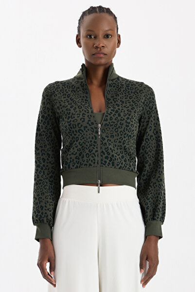 COMEUP Bomber Jacket Leopard Patterned Dark Leaf Green