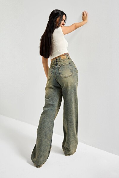 its basic Blugi pentru femei T.Kot Culoare T-4w5-11 straight fit talie înaltă Blugi din denim cu design special cu piatră strălucitoare