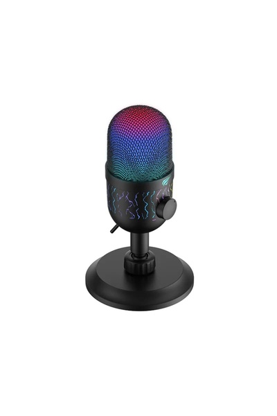 Havit Microfon de gaming cardioid RGB, USB 1.8m, compatibil cu PC/laptop/telefon, frecvență 100-18000Hz, negru