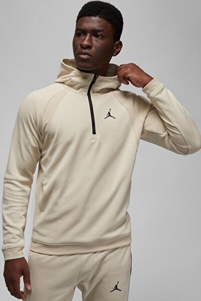 Nike Jordan Dri Fit Half Zip Sport Ανδρικό φούτερ με κουκούλα με κουκούλα με μισό φερμουάρ κρεμ