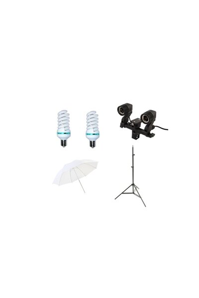 Generic Kit de pornire cu lumină continuă cu 2 becuri și umbrelă de difuzie de 84 cm