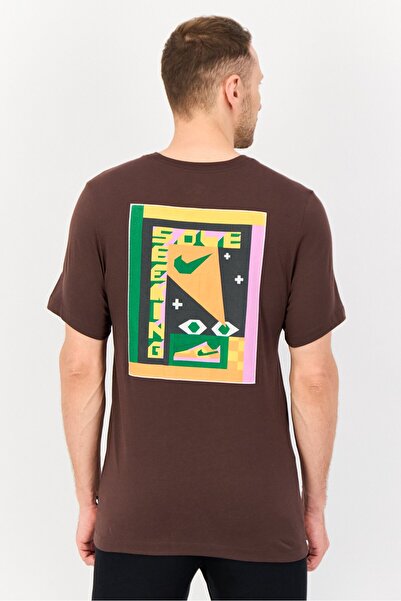 Nike Men Sportswear Fit Short Sleeves Outdoor T-Shirt, Coffee Brown