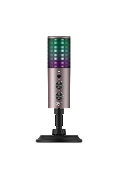 Havit Μικρόφωνο παιχνιδιών USB-C με RGB, ακύρωση θορύβου, ανάλυση 192kHz/24bit, έλεγχος κέρδους, γκρι