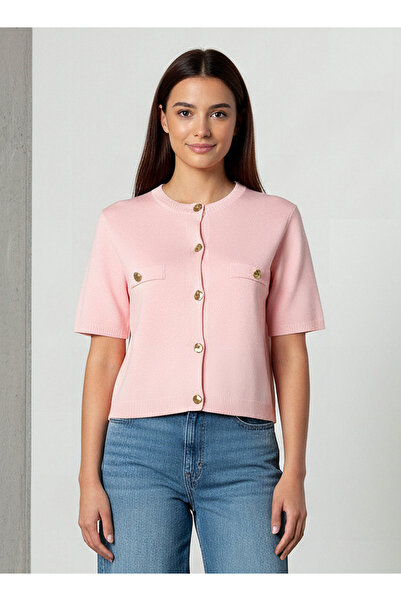 FAV Button Accent Crew Neck Cardigan