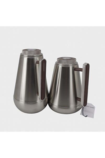ALSAIF ✨ Lilia Thermos Set from Al Saif – Matte Silver and Wood (1.3L + 0.75L) for elegant everyday hospitality! ✨