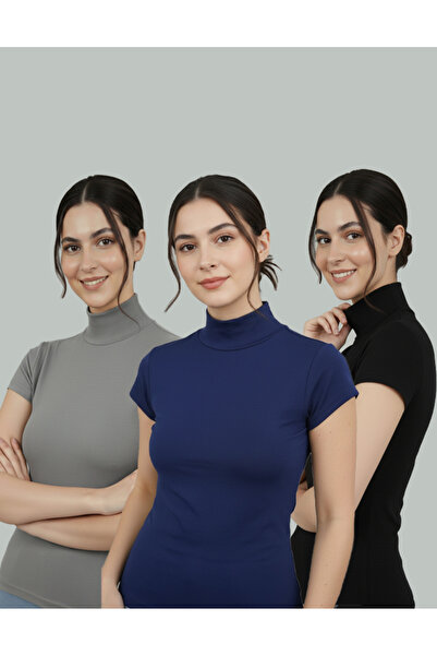 FATELLA Pantaloni scurți pentru femei, 3 piese, din Lycra, elastici, cu mânec...