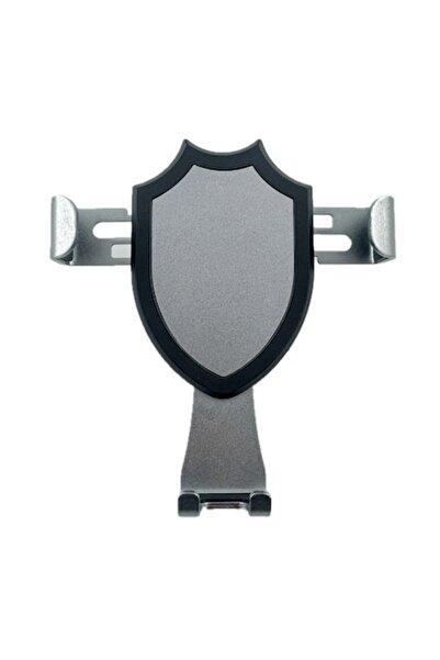 OEM 2-in-1 Gravitational Car Phone Holder - Vent Clip or Adhesive Mount, Metallic Shield Design, Univers