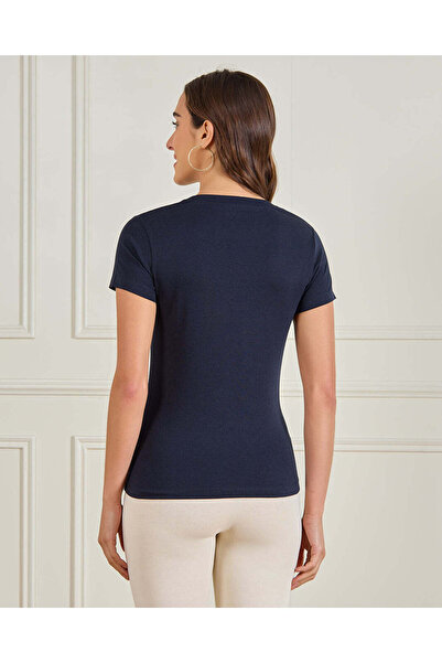 REDTAG Women Navy Basic T-Shirt