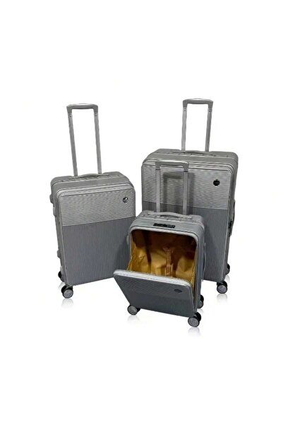 Prosperity Multi Functional Luggage set PC aluminum frame password pull rod box 20/24/28 inch Set - Blue