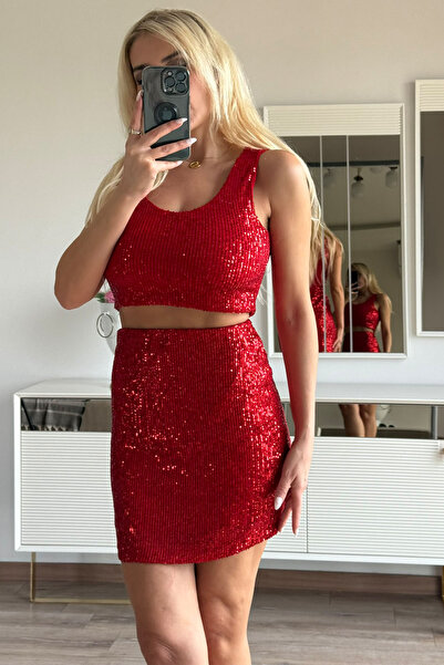 CİDDE Γυναικείο Σετ με Φούστα με παγιέτες και Μπουστάκι