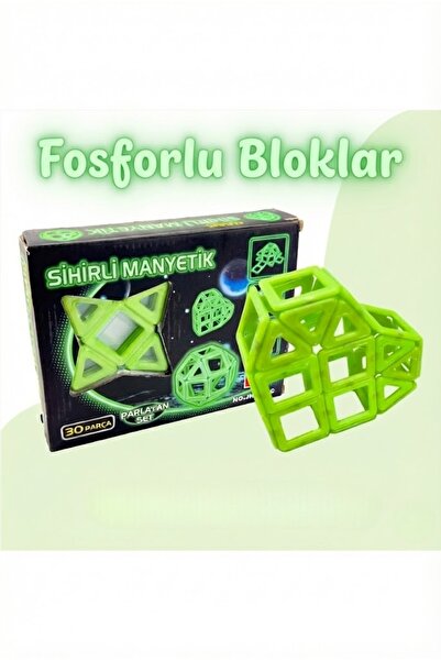 craftivio Karanlıkta Parlayan Fosforlu Manyetik Yapı Blokları - 30 Parça Mıkn...
