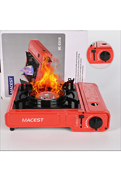 macest Portable camping gas stove, red color – ideal for camping and outdoor ...