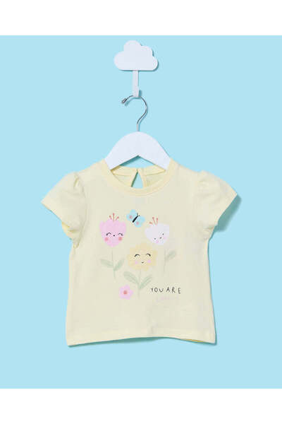 REDTAG تي شيرت أصفر مطبوع للبنات الرضع