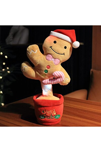 iTin Interactive Christmas toy for children, dancing gingerbread cactus, repeats and imitates sounds