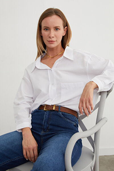 Fulla Moda Basic Single Pocket Oversize Shirt