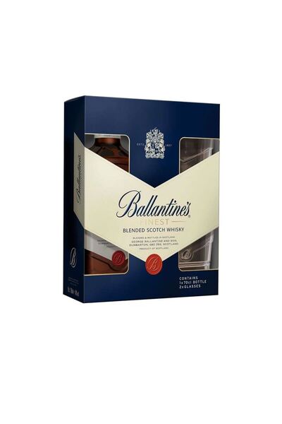 Ballantine's Finest Whisky with 2 glasses, 40%, 0.7L