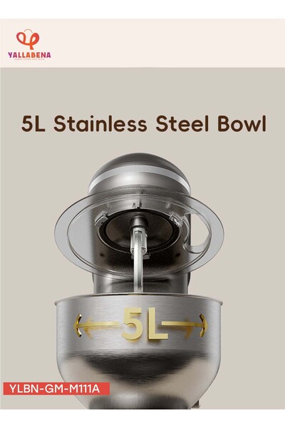 Generic Stand Mixer GM-M111A – 1300W, 5L Stainless Steel Bowl, 6-Speed Control