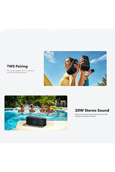 Anker Soundcore Select 2S Portable Speaker, 20W, Bluetooth, TWS, IPX7, Black