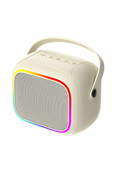 Havit Portable Speaker with Wireless Microphone, Bluetooth 5.4, TWS, RGB Lights, IPX6, 1500mAh, Beige