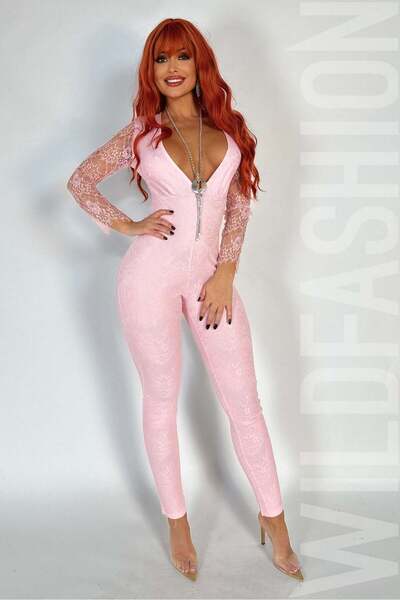 WildFashion Elegant lace jumpsuit with deep neckline E499RR-5
