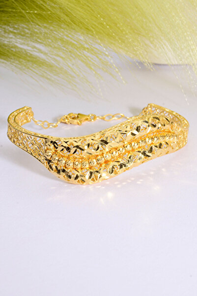 Innuendo Jewelry 22 Ayar Altın Kaplama Dorika İşlemeli Elişi Tül Bilezik