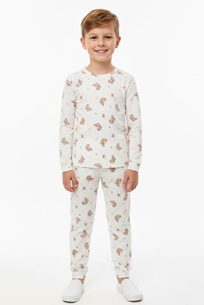 NEWKİDS Unisex Kids Koala Pattern Transitional Cotton Pajamas Set