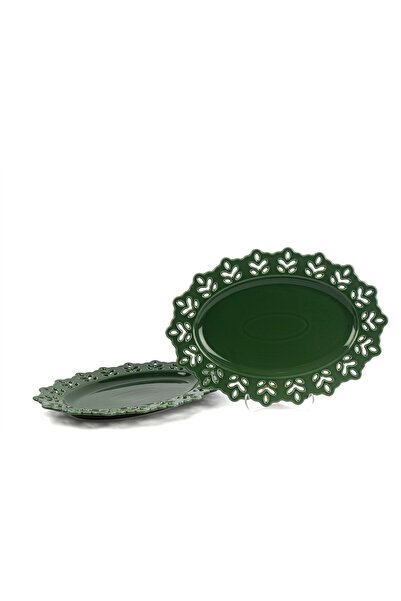 Mikasa Moor Green Oval 2-Piece Serving Plate 32X22Cm
