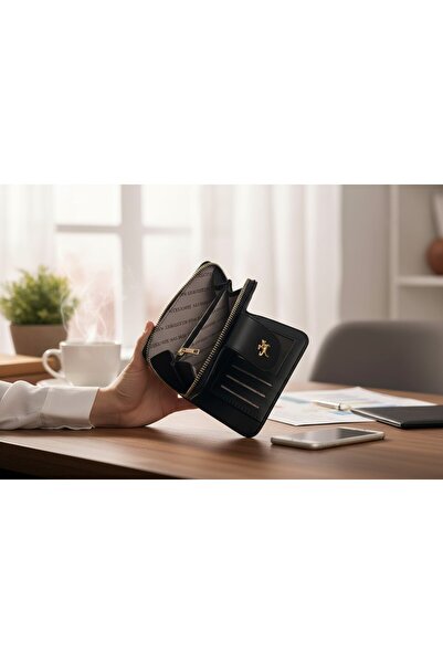 Nas Women's Wallet, Multi-Compartment, Card Holder, Coin Compartment Standard 01-Black