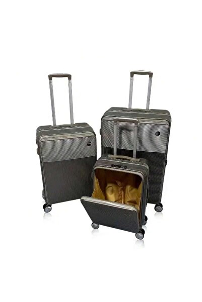 Prosperity Multi Functional Luggage set PC aluminum frame password pull rod box 20/24/28 in Set - Titanium Gray