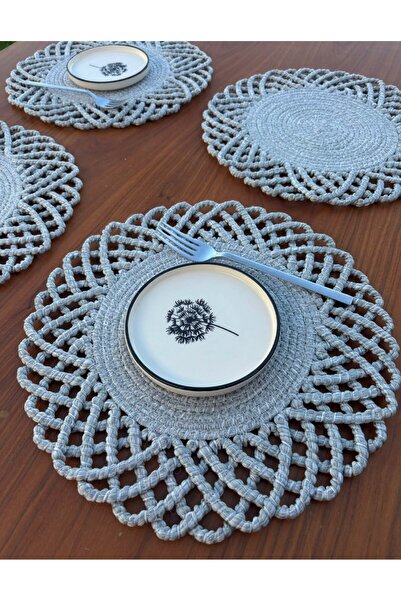 Home Inn Home Textile Bohemian Style Natural Rope Wicker Tableware Set – Wicker Look American Serving and Runner Set for 4 People